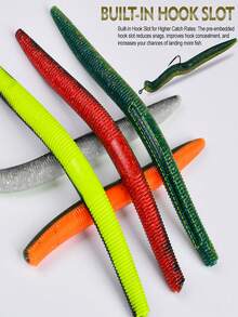 TACKLEPIONEER (10pcs/Pack) Lure | Noodle Worm | Earthworm Bait | The Black Pit Slowly Descends And Slowly Settles Into The Lead Lead-Free | Bass - Blackfish - Inverted Lure Bait - Multicolor - View 9