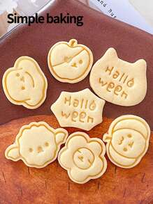 قطاعة بسكويت ميني ذات موضوع هالوين جميل، قوالب بسكويت للأطفال والوالدين، ديكورات حفلة العطلة، أختام بسكويت بنقوش اليقطين والتفاح والخفافيش، وقالب تشكيل البسكويت