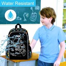 3Pcs Glow In The Dark Space Backpack For Boys, 17 Inches Astronaut School Bookbag Set For Teens, Laptop Backpacks With Lunch Bag(Black) - màu đen - Xem 7
