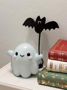 1 pieza Decoración linda de fantasma de Halloween de 3.15 pulgadas, decoración de fantasma con murciélago, adecuado para decoración de Halloween, decoración de mesa, sala de estar, dormitorio, estudio, decoración de habitación, decoración del hogar para festividades