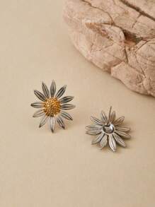 2pcs Fashionable Sunflower Shaped Earrings, Versatile For Beach & Holiday Wear