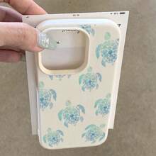 1 pieza Funda de teléfono con patrón de tortuga marina en degradado azul, hecha de material TPU, apta para iPhone/teléfonos