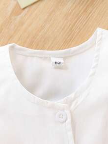 婴儿洗礼套装，男婴绅士套装 - 白色长袖连体衣 + 背心 + 裤子套装 - 白色 - 查看 4