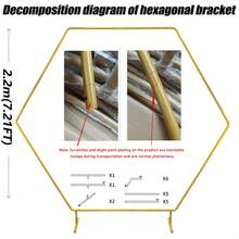 1 chân đế phông nền hình vòm vàng, khung kim loại hình lục giác, bóng bay, đồ trang trí nhà cửa, khung hoa thích hợp cho lễ cưới, tiệc sinh nhật, tiệc chia tay cuộc sống độc thân, kỷ niệm, đạo cụ chụp ảnh, trang trí phông nền đám cưới, khung phông nền tiệc - Vàng - Xem 11