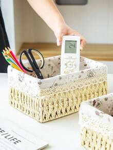 Bộ 3 giỏ (S+M+L) có nắp và không nắp, 1 giỏ đan kiểu Bohemian để bàn, thích hợp đựng chìa khóa và các vật dụng nhỏ, bộ giỏ đựng đồ để bàn cà phê, có thể đựng mỹ phẩm, chìa khóa, đồ ăn nhẹ, phòng khách, tiền sảnh, nhà cửa, hộp đan, giỏ đựng đồ trang trí, hộp đựng quà tặng trang trí ngày lễ, giỏ đựng đồ tái sử dụng, thích hợp đựng văn phòng phẩm, tủ quần áo, đồ chơi, mỹ phẩm, giỏ đựng đồ để bàn, giỏ quà tặng lý tưởng. - Màu be - Xem 7