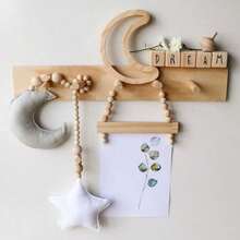 Baby Room Decor For Nursery - Luna Blanca + Estrellas Rosas - Ver 4