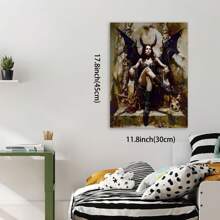 Framed Lilith Demon Princess Gothic Demon Queen Witch Oil Painting Print Poster Wall Art Dark Art Occult Witchcraft Wiccan Art - 框架 - 查看 5