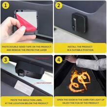 4-Piece Car Door Lights - Flame Heart/Heart-Shaped Projector - Universal Wireless Door LED Projection Lights, Door Pedal LED Welcome Sign Projection Lights, Suitable For All Brands Of Car LED 3D Flame Heart-Shaped Welcome Lights, Battery Free