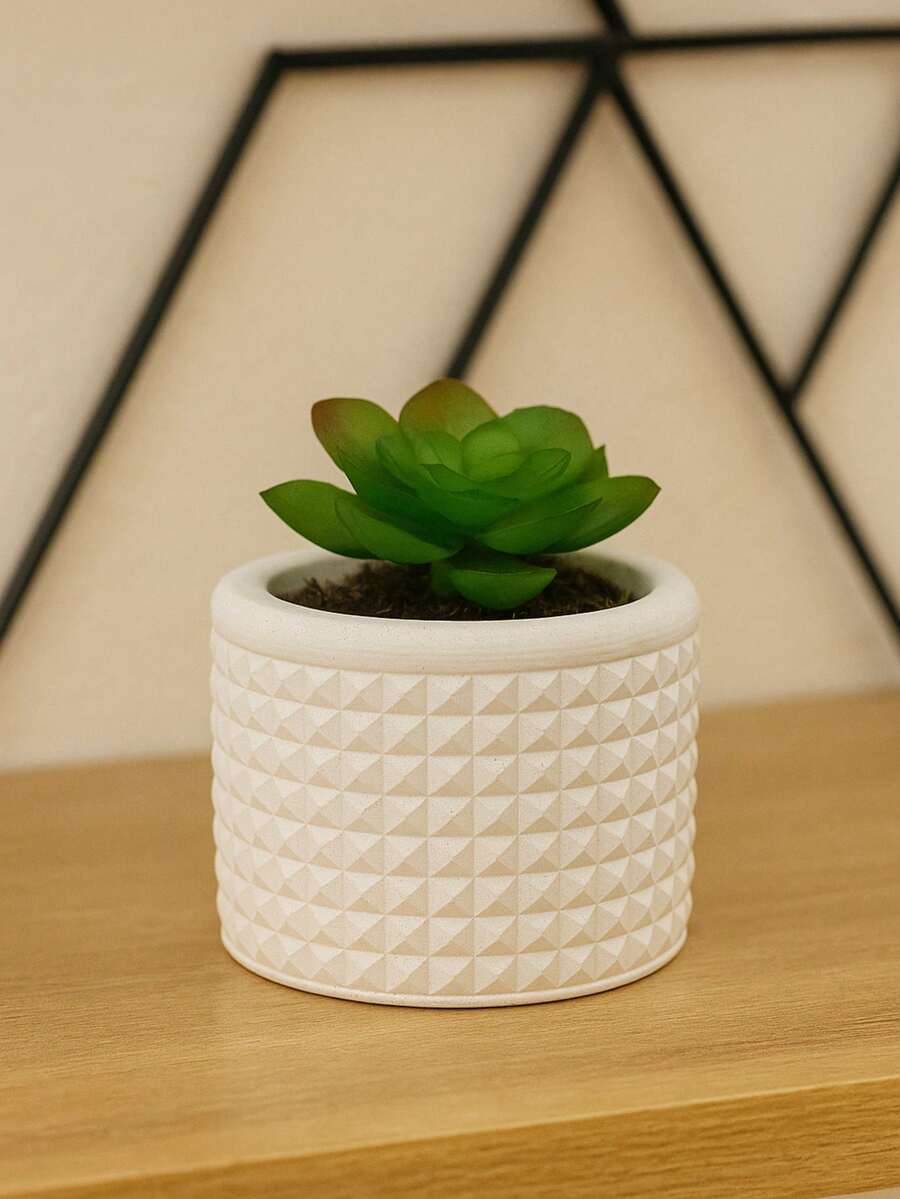 Kit 4 Units Decorative Vase Jewelry Holder Jewelry Holder Trinket Holder Textured Plaster Thing Holder For Succulents, Cactus And Plants