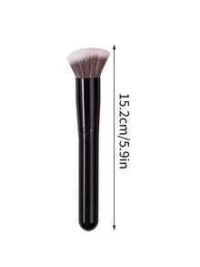 1pc Black Wooden Handle Angled Blush Brush, Soft Fiber Hair Wooden Handle Foundation Brush Contour Brush Multi-Use, Precisely Fits Facial Contours, Easy To Create Flawless Makeup Base - Black - View 8