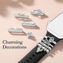 4 件锌合金心形 Apple 手表表带装饰 兼容 38/40/41/42/44/45 毫米智能手表 - 金色 - 查看 3