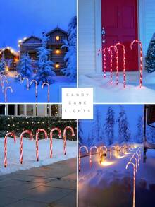 1 Solar Christmas Candy Stick Light. This Is An Outdoor Waterproof Solar-Powered LED Christmas Candy Stick Decorative Light With 8 Lighting Modes. It Is Suitable For Christmas Tree Decoration, Christmas Scene Gardens, Corridors, Patios, Backyards, Lawns, Courtyards, Fences, Sidewalks, Steps, And Decorations In Outdoor Environments. - Candy Cane - View 11