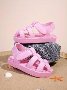 1 Pair Kids Girls Cute Foaming Slippers With Flamingo Pattern, Fashion Versatile For Daily Wear, Adjustable Magic Tape Closure, Lightweight Breathable Non-Slip Sandals - Pink - View 4