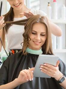 美发沙龙护颈纸条，白色，1/5卷装，一次性理发纸护颈条，美发弹性颈部保护纸条，适用于美发师或家庭使用，美发弹性护颈纸卷，适用于沙龙剪发、造型、染发、水疗按摩、化妆，返校季、旅行度假必备，女士美发配件，梳子，吹风机，头发，理发师，美发工具，美发产品，吹风机，梳子，理发师，美发设备，理发师配件，理发店，美发设备 - 白色 - 查看 3