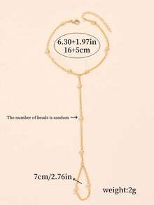 1 件不锈钢珠链连接手指手链，时尚简约珠链手指手背环链，奢华小众高端个性化手饰品适合女孩和女士（珠子数量随机） - 金色 - 查看 4