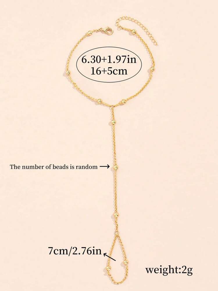 1 chiếc chuỗi hạt thép không gỉ nối ngón tay, chuỗi hạt thời trang tối giản chuỗi hạt đeo ngón tay, phụ kiện tay cá nhân hóa cao cấp sang trọng phù hợp cho bé gái và phụ nữ (Số lượng hạt ngẫu nhiên) - Vàng - Xem 4