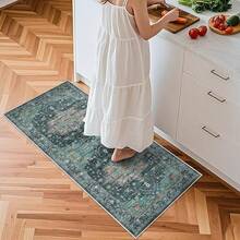 Alfombras de área de 9x12 para sala de estar - Grandes alfombras bohemias resistentes a las manchas con respaldo antideslizante, diseño vintage para dormitorio, beige/marrón, decoración del hogar - Verde azulado - Ver 5