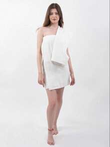 2-Piece Cotton Bath Towel Set – 70x140 Cm & 50x90 Cm, Made In Türkiye - White - View 1