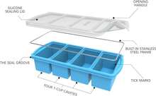 Silicone Freezer Trays With Lid,1-Cup Soup Freezer Container Large Ice Cube Molds With Reinforced Steel Ring Top For Freezing Soup Sauce Broth Leftovers Oven Dishwasher -Safe(2-Pack),9830790 - 黑與白 - 查看 10