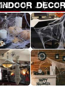 Spider Webs Halloween Decorations With Fake Spiders, Spider Web Decor Props For Halloween Party,Super Stretch Cobwebs For Halloween Indoor And Outdoor Party Supplies,Super Stretchy Cobwebs,Suitable For Halloween, Autumn, Christmas Home Decor Fall Decor Room Decor