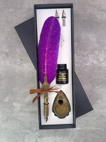 1 件羽毛笔套装、闪闪发光的羽毛笔套装、古董书法墨水笔（带墨水）、2 个替换笔尖、笔架底座、豪华复古签名笔、复活节和万圣节写信笔。 - 彩色 - 查看 21