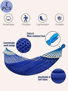 1 Piece Summer Ice Hammock - Double Wide With Storage Bag, Portable Anti-Rolling Design, Breathable Mesh For Outdoor Camping, Traveling And Relaxing - Vivid Blue For Outdoor Recreation | Vivid Blue Hammock - 紫色 - 查看 8