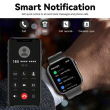 EIGIIS 男女智能手表，TWS 无线耳机，2.02 英寸全触摸屏，分辨率 320 * 385，300mAh 大电池，支持无线通话、信息提醒，兼容 iOS 和 Android 的智能手表，生日礼物