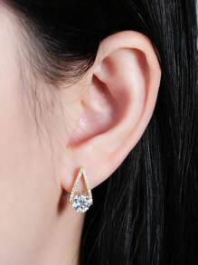 XUJIA 1 pereche cercei moissanite pentru femei cercei din argint 925 culoare D 6,5 mm și 1 mm rotund moissanite cercei stud pentru femei bijuterii aniversare cadouri pentru ea