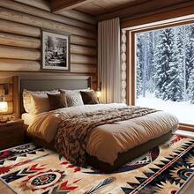 3x5 Rugs, 2x3 Rug, Southwestern Rustic Area Rug, Colorful Geometric Door, Washable & Non - Slip Small Carpet, Home Decor - Đen Đỏ Nâu - Xem 3