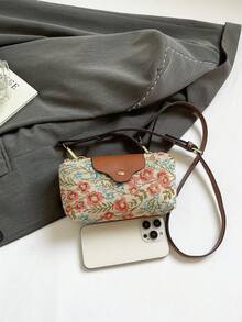 Women's Fabric Nylon Mini Crossbody Bag, Floral Pattern, Magnetic Snap Closure, Casual Cute Fashion Handbag - Multicolor - View 10