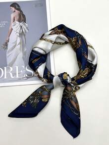 Boho 1pc Versatile And Fashionable Retro Flowers Sweet Picnic-Ins Style Chain Pattern Spring/Summer New Women Scarf