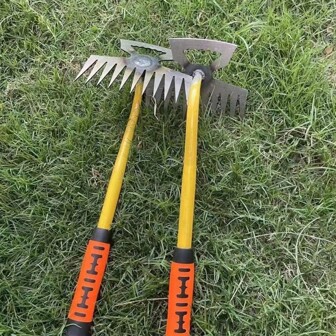 1 Piece Of Manganese Steel Gardening And Weeding Tool - Manual Gardening Rake, Equipped With Ergonomic Green And Yellow Handles, Can Easily Remove Soil And Weeds, Dual-Purpose Manual Weeding Shovel, Suitable For Gardening Tasks, Manual Gardening Tools | Ergonomic Gardening Tools | Heavy-Duty Gardening Tools