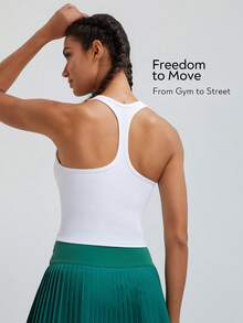 Áo lót yoga Tender Angel, áo ngực thể thao nâng đỡ, áo tập yoga và thể dục màu trơn thoải mái. - trắng - Xem 4