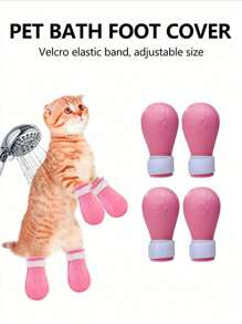 Set de 4 Protectores ajustables para las patas de gato, Protectores de uñas de gato de silicona, Protecciones flexibles suaves para arañar durante el aseo, baño, corte de uñas, limpieza de oídos y tratamientos (Rosa/Verde/Verde Claro/Colores Surtidos)