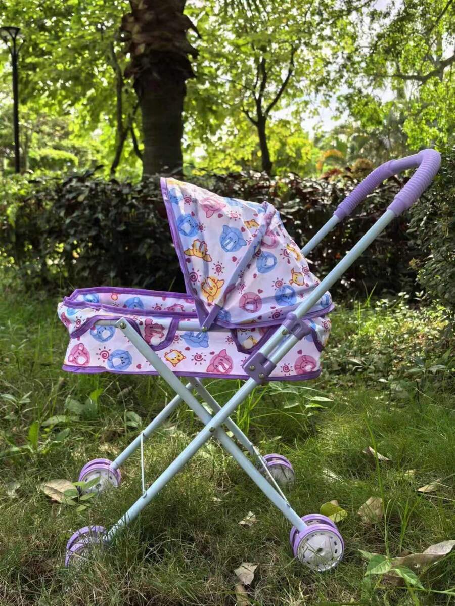 儿童迷你玩具推车，易于携带，可折叠，采用铝合金材质，适用于卧室、客厅、角色扮演和居家游戏 - 彩色 - 查看 1