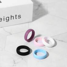5pcs Womens Multi-Color Silicone Ring Set Stackable Wedding Band Gym Sport Band Size 6-11 - Nhiều màu - Xem 4