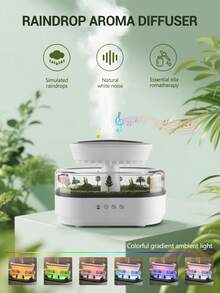 YTWO 7 Colors Rainfall Humidifier With Rain Sounds, 250ml Microlandscape Raindrop Essential Oil Aromatherapy Diffuser For Home Bedroom, Office, Silent Rain Lamp, Timing, Auto-Off, Can Be Used As Room Decor, Wedding Decor, Yoga Decor, Create Romantic Atmosphere, High-End Gift, Popular Hot Selling Item, Party Gift, Holiday Gift - UK Plug(220-240V) - View 4