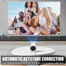 Proyector portátil mini, proyector inteligente con corrección horizontal automática, proyector de películas giratorio de 180°, inalámbrico 6 inalámbrico 5.2, Android 11 y compatibilidad con WiFi para teléfonos inteligentes, ideal para entretenimiento en casa