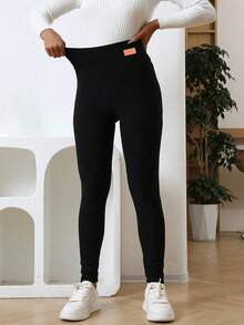 1件装 女士保暖加厚高腰运动冬季保暖加厚瑜伽裤 - 黑色 - 查看 2