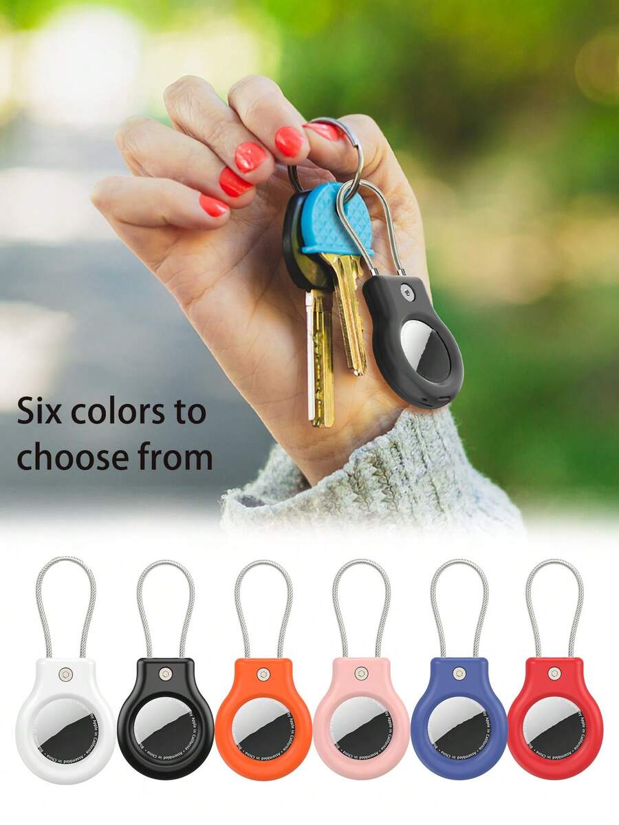 1pc Tracker Computer Security Lock Anti-Lost Carabiner, Suitable For AirTag Protective Case, Silicone Keychain/Chain, For AirTag GPS Item Finder Accessories, Also Suitable For Outdoor Hiking, Backpacking, Daily Travel Essential Safety Camping Gear Hook, Keychain - Multicolor - View 1