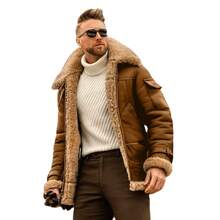 New Fur Autumn And Winter Men's Coat Thick Imitation Leather Jacket - Đỏ - Xem 2