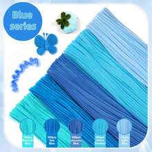Blue Pipe Cleaner Set -250/500pcs, Thick Chenille Stems For Arts & Crafts, Perfect For Making Animals, Flowers, And Festive Decorations,Pipe Cleaners For Flowers, Craft Supplies Kit, Ideas For Art Project Activity. - Blue - View 2