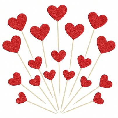 15/30 件闪光心形纸杯蛋糕装饰甜蜜爱情主题心形蛋糕挑选装饰婚礼订婚新娘送礼会生日情人节派对装饰