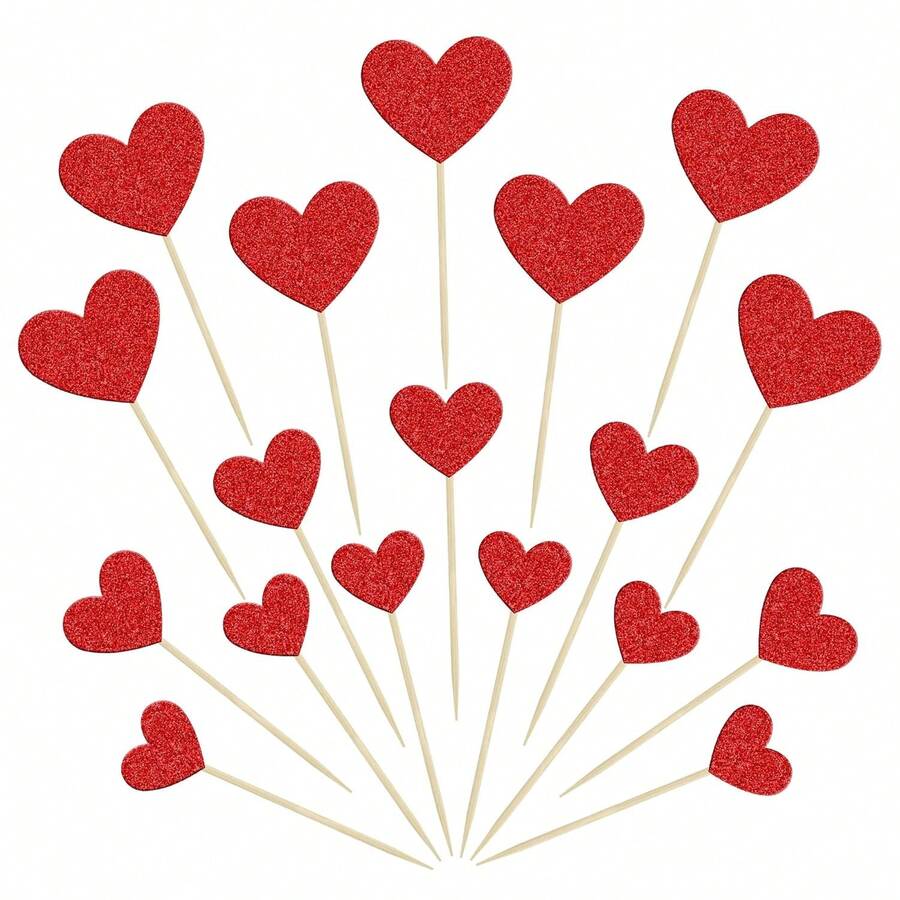 15/30 件闪光心形纸杯蛋糕装饰甜蜜爱情主题心形蛋糕挑选装饰婚礼订婚新娘送礼会生日情人节派对装饰