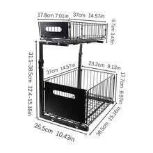 Pull-Out Storage Rack For Under The Sink - No Drilling Required / Space-Saving - Ideal For Storing Snacks, Condiments And Household Items - 黑色 - 查看 10