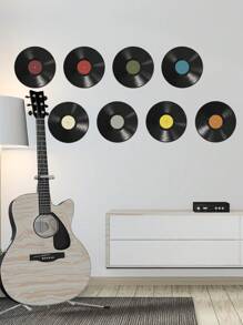 8pcs/16pcs Vintage Decorative Fake Record, CD Pattern, Suitable For Home Decor, Wall Art - Black - View 9