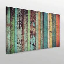 Testiera per letto Oedim Antique Multicolor in finto legno realizzata in PVC forex da 5 mm con stampa digitale, testiera decorativa per letti, decorazione per camere