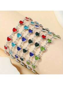 Elegant Stainless Steel Connected Heart Bracelet, Fashion Versatile Personalized Design Suitable For Women Any Occasion