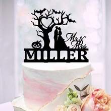 1 Đồ trang trí bánh cưới Halloween tùy chỉnh, Đồ trang trí bánh Gothic, Trang trí bánh Halloween cá nhân hóa, Đồ trang trí cho đám cưới Halloween, Đồ trang trí bánh Halloween - Nhiều màu - Xem 4