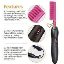 Professional Ceramic Hair Straightener With Multi-Function Copper Straightening Comb